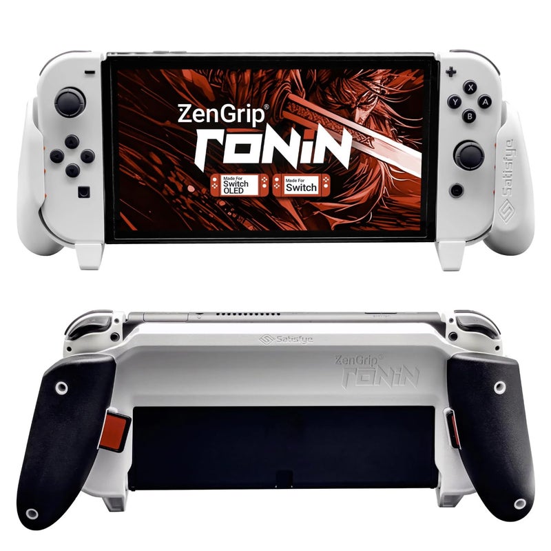 Satisfye ZenGrip Ronin White Dockable Switch Grip - Comfortable & Ergonomic, Joy Con & Switch Control - Image 1